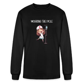 Working The Pole Nurse In Progress Please Wait - Men's Long Sleeve T-Shirt - black - Front