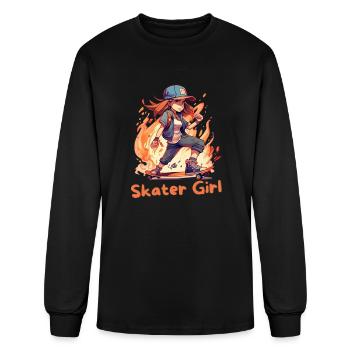 Cool Teenager girl on skateboard skater girl shirt - Men's Long Sleeve T-Shirt - black - Front