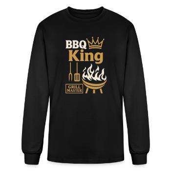 BBQ King Grill Master Crown Design T-Shirts - Men's Long Sleeve T-Shirt - black - Front
