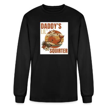 Daddy's Lil Squirter Whale Retro Tee - Men's Long Sleeve T-Shirt - black - Front