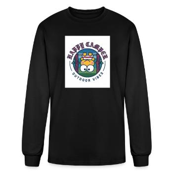 Happy Camper Outdoor Vibes Badge - Men's Long Sleeve T-Shirt - black - Front