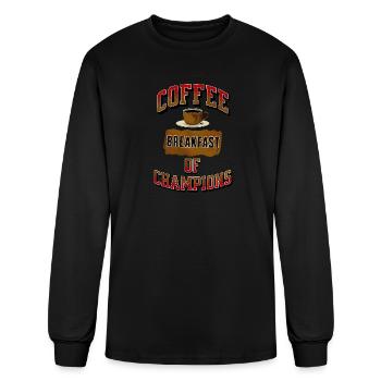 Petit-déjeuner café des champions - T-shirt à manches longues Homme - noir - Devant