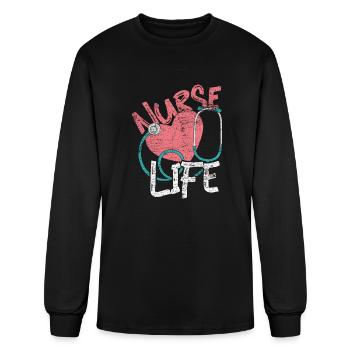 Nursing Stethoscope Hospital Nurse - Men's Long Sleeve T-Shirt - black - Front