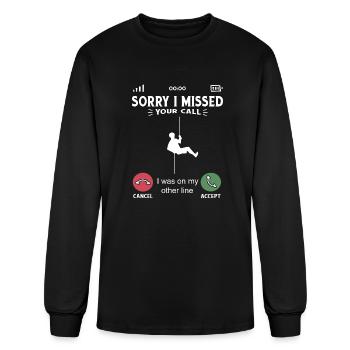 Waterfall Rappelling Rock Climbing Retro Mountain - Men's Long Sleeve T-Shirt - black - Front