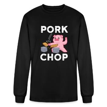 Pork Chop Funny Pig - Men's Long Sleeve T-Shirt - black - Front