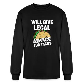 Will Give Legal Advice For Tacos - Men's Long Sleeve T-Shirt - black - Front