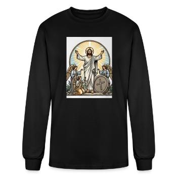 Resurrected Christ with Angel Guardians - Men's Long Sleeve T-Shirt - black - Front