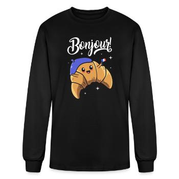 France French Bread Croissant - Men's Long Sleeve T-Shirt - black - Front