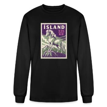 Vintage 1958 Icelandic Horse Postage Stamp Art - Men's Long Sleeve T-Shirt - black - Front