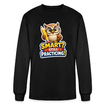 Smart Owl Still Practicing School Humor Design - Men's Long Sleeve T-Shirt - black - Front