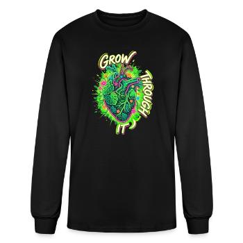 Grow Through It Neon Botanical Anatomical Heart Ar - Men's Long Sleeve T-Shirt - black - Front