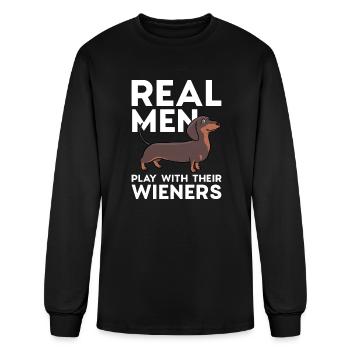 Real Men Wieners - Men's Long Sleeve T-Shirt - black - Front