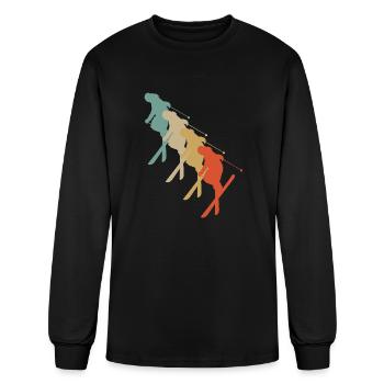 Vintage Retro Style Ski Skiing Freestyle Jump Snow - Men's Long Sleeve T-Shirt - black - Front