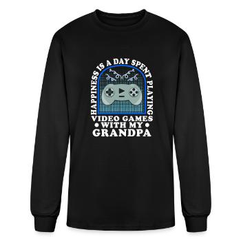 Happiness Is A Day Spent Gaming Grandchild - Men's Long Sleeve T-Shirt - black - Front