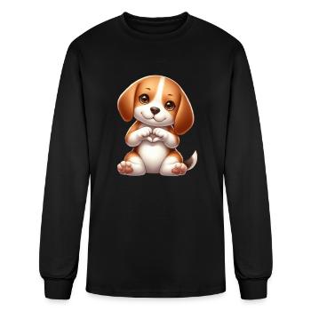 Beagle Love Heart Hand Sign - Men's Long Sleeve T-Shirt - black - Front