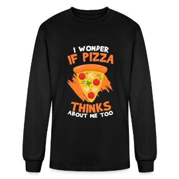Pizzeria Soulfood Salami Pizza Slice - Men's Long Sleeve T-Shirt - black - Front