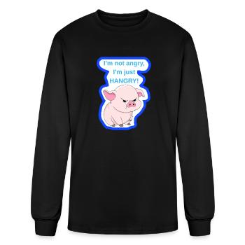 Hangry Pig Cartoon Tee - Men's Long Sleeve T-Shirt - black - Front