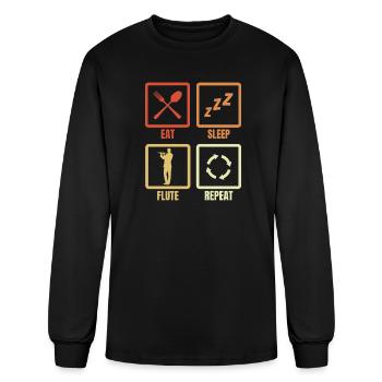 Eat Sleep Flute Repeat - Men's Long Sleeve T-Shirt - black - Front