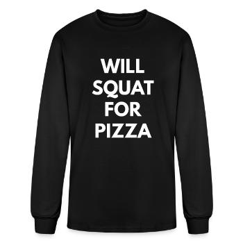 Will Squat for Pizza - Men's Long Sleeve T-Shirt - black - Front