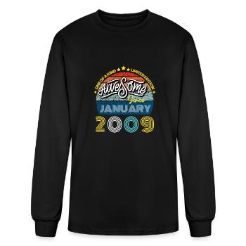 14th Birthday Gift Awesome Since January 2009 - Men's Long Sleeve T-Shirt - black - Front