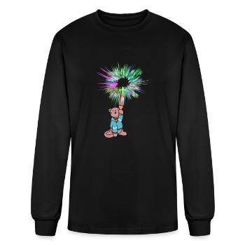 Cat with flashlight - Men's Long Sleeve T-Shirt - black - Front