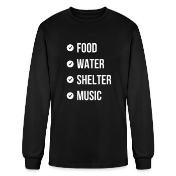 Food Water Shelter Music - Men's Long Sleeve T-Shirt - black - Front