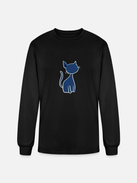 blue cat symbol animal cute - Men's Long Sleeve T-Shirt - black