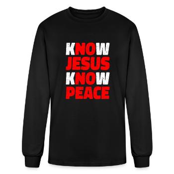 Know Jesus Know Peace Religion - Men's Long Sleeve T-Shirt - black - Front