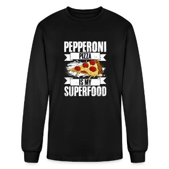 Pepperoni Pizza Funny Superfood Pizza Eating For - Men's Long Sleeve T-Shirt - black - Front