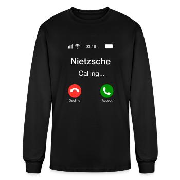 Nietzsche Calling Funny Philosophy Phone - Men's Long Sleeve T-Shirt - black - Front