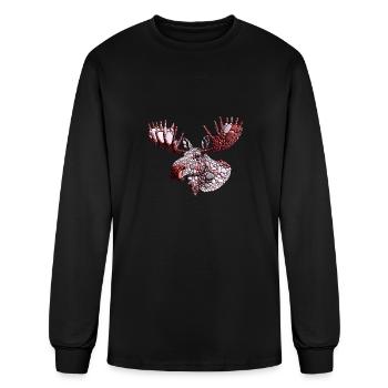 Crimson Antler Moose Pebble Art Illustration - Men's Long Sleeve T-Shirt - black - Front