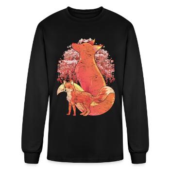 Forest dweller Sakura gift cherry blossom fox - Men's Long Sleeve T-Shirt - black - Front