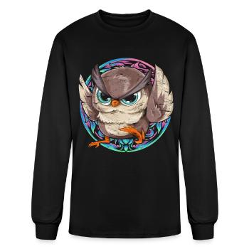 Forest dweller bird forest animal gift funny owl - Men's Long Sleeve T-Shirt - black - Front