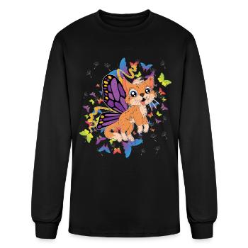 Forest animal forest dweller gift butterfly fox - Men's Long Sleeve T-Shirt - black - Front