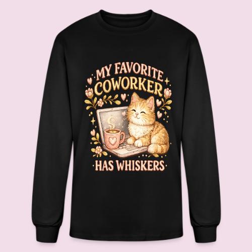 My Favorite Coworker Has Whiskers Faux Stitched - Men's Long Sleeve T-Shirt
