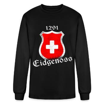 1291 Drapeau suisse Suisse Eidgenoss cadeau - T-shirt à manches longues Homme - noir - Devant
