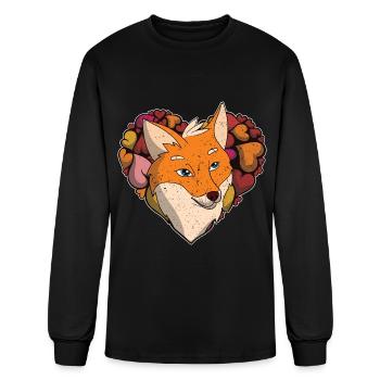 Fox heart forest animal forest dweller gift fox - Men's Long Sleeve T-Shirt - black - Front