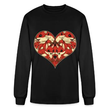 Fox heart forest animal forest dweller gift fox - Men's Long Sleeve T-Shirt - black - Front