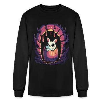 Cute Dungeon Bunny in a Barrel - Men's Long Sleeve T-Shirt - black - Front