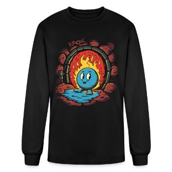 Cheeky Retro Cartoon Ball in a Burning Dungeon - Men's Long Sleeve T-Shirt - black - Front