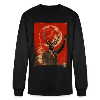 Propaganda Deer – Stag of Authority - Men's Long Sleeve T-Shirt - black - Front