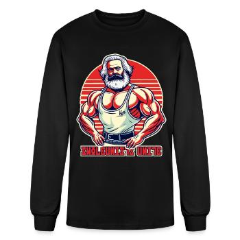 Swole Karl Marx Parody – Swoleunists Unite - Men's Long Sleeve T-Shirt - black - Front