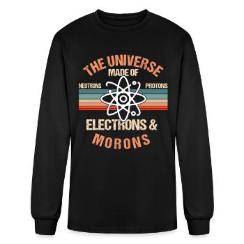 Universe Made of neutrons, protons and morons - Men's Long Sleeve T-Shirt - black - Front