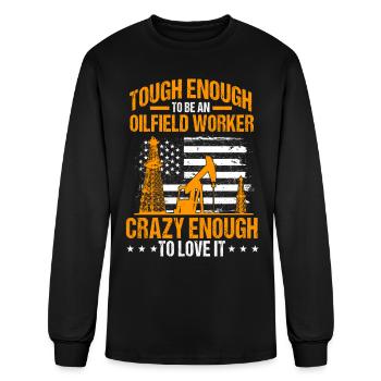 Plate-forme pétrolière , Travailleur des champs pétrolifères - T-shirt à manches longues Homme - noir - Devant