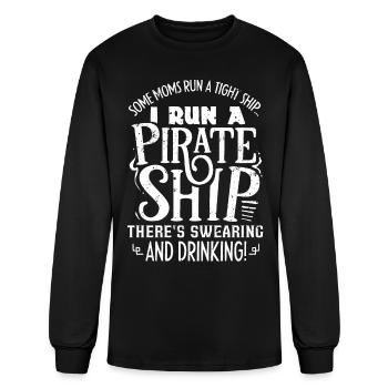 Cool Moms run a pirat ship, swearing & drinking - Men's Long Sleeve T-Shirt - black - Front