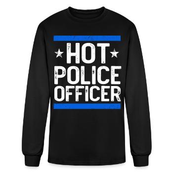Police Officer Costume - Men's Long Sleeve T-Shirt - black - Front