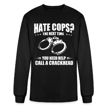 Police Officer Costume - Men's Long Sleeve T-Shirt - black - Front