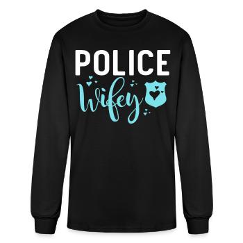 Police Officer Costume - Men's Long Sleeve T-Shirt - black - Front