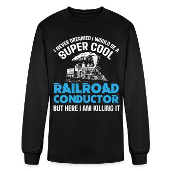 Railroad Conductor, Railroad Railfan - Men's Long Sleeve T-Shirt - black - Front