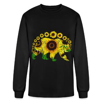 Forest dweller forest animal sunflower gift bear - Men's Long Sleeve T-Shirt - black - Front
